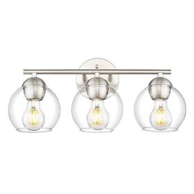 Hd0225-3-vlbn Jazava 18.5 Inch 3-light Brushed Nickel Vanity Light With Clear Glass Shade