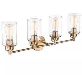 Hd4fh06-4w Jazava 27.5 Inch 4-light Champagne Bronze Vanity Light With Glass Shade