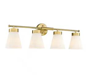 Jazava Hd4fyc56b-4w 32.3 Inch 4 Light Gold Vanity With Glass Shade