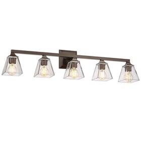 Hd5hy68b-5w Jazava 37.8 Inch 5-light Oil Rubbed Bronze Vanity Light Over Mirror With Clear