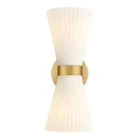 Hd5hzg97b-2w Jazava 5.9 Inch 2-light Milk White Glass And Brushed Gold Indoor Sconce
