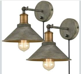 T8856bu-lm-c-2 Jeenkae Farmhouse Plug-in Wall Sconce Set Of 2 With On/off Switch Bedroom Lighting