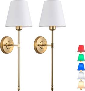 Jengush 132848005464 Battery Operated Wall Lamp Set Of 2wireless Sconceswall Light Fixtures W