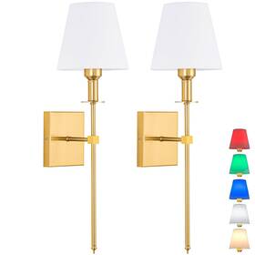 Jengush 348356754875 Wall Sconces Battery Operated Set Of 2 Gold Rechargeable Wireless Lights