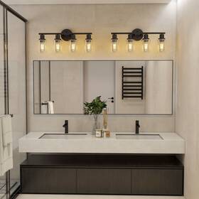 Jerry 731996410541 4-light Clear Glass Shade Dimmable Bathroom Vanity Lights