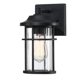 Jerry 768872348261 Modern Black Outdoor Wall Lantern With Seeded Glass