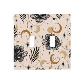 Vioawallplate899 Jiexute Mid Century Boho Moon Floral 2 Gang Double Toggle Outlet Light Switch Cover W