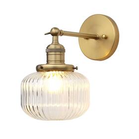 Jmus1137d Jimubeam Industrial Vintage Wall Sconce 1-light With Clear Striped Glass Globe Shade I