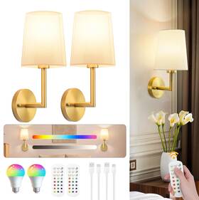 B0dzbw75kz Jkeyes Gold Cordless Wall Sconces Set Of 2 Rgb Dimmable 10000mah Rechargeable