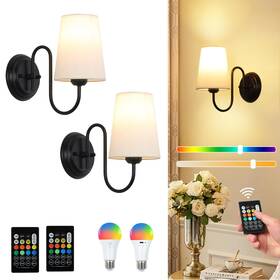 241205b1-1 Jobtical Battery Operated Wall Sconces Set Of 2 Wireless Remote 8 Colors Dimmable Black