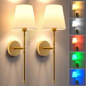 Jofios 727370684950 Wall Lights Battery Operated Sconces Set Of 2 Gold Wireless