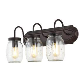 Jyl7801a Jonathan Y 840011438894 Gaines 3 Light Farmhouse Industrial Iron Mason Jar Led Vanity Rustic