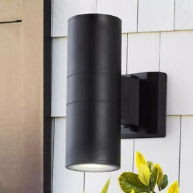 Jyl7445a Jonathan Y Duo Medium 9.75 In. Black Led Outdoor Metal Glass Sconce With Uplight