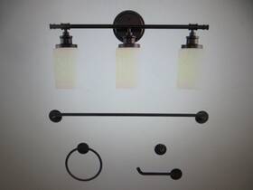 Jyl1503a Jonathan Y Egan 23.25 Inch 3-light Vanity Light With Frosted Glass Shades 5pc Set