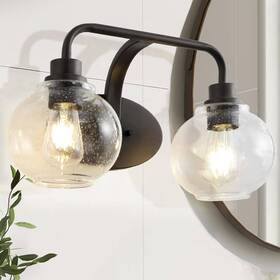 Jyl7527a Jonathan Y Sandrine 17.5 Inch 2-light Oil Rubbed Bronze Iron/seeded Glass Cottage
