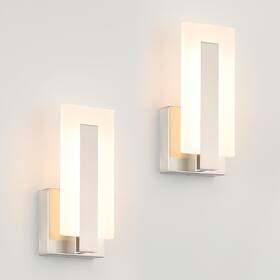 3069 Joosenhouse Wall Sconce Set Hardwired Dimmable 9.76 Inch Brushed Nickel Led