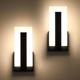 Joosenhouse 779584497277 Modern Led Wall Sconce Dimmable Mounted Lamp Set Of 2 Black 3000k Warm