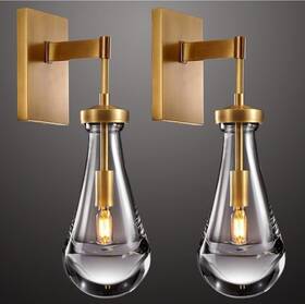 Wansiwallsconce102809 Joyunleo Dimmable Glass Raindrop Sconces Premium Brass Gold Luxury Wall Set Of 2