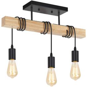 Js59 Js Nova Juns Rustic Vintage Wood Ceiling Light 3-light Retro Semi Flush Mount Lig