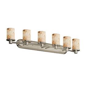 Justice Design Alr-8516-10-nckl Alabaster Rocks Rondo 6 Light 8 Inch Bath Bar Nickel -