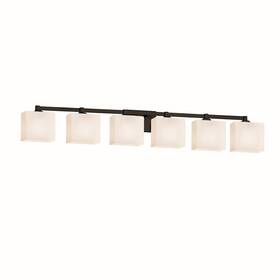 Fsn-8436-55-opal-mblk Justice Design Fusion Regency 6 Light 7 Inch Bath Bar Matte Black -