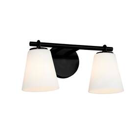 Fsn-8032-opal-mblk Justice Design Group Fsn-8032-opal Alpino 2 Light 15 Inch W Vanity - Black