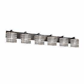 Wgl-8926-30-grcb-mblk Justice Design Wire Glass Modular 6 Lt Bath Bar Matte Black -