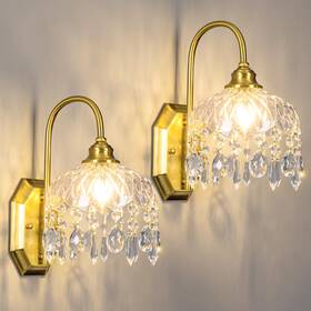 Jw-642 Jxjyhl 2-pack Vintage Wall Sconceglass Crystal Sconcematte Brushed Antiq