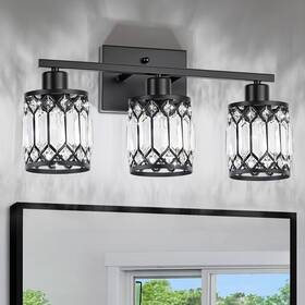 Jkus1210001 Jzekvn Crystal Modern Bathroom Light Fixtures 3light Black Vanity W