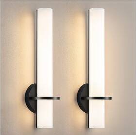 8001wl-15bk-us-2p Kaisite Modern Led Black Wall Sconce Frosted Cylindrical Acrylic Shade Set Of 2