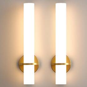 8001wl-15gd-us-2p Kaisite Modern Led Gold Wall Sconce With Frosted Cylindrical Acrylic Set Of 2