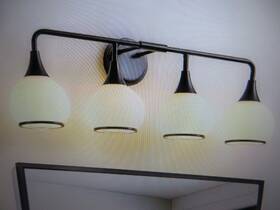 8033wl-04bk-us Kaisite 30 Inch 4-light Black Bathroom Vanity Light With Milky White Glass Shades