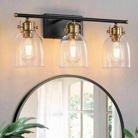 8095ml-03bg-cg Kaisite 23 Inch 3-light Black Vanity Light Bathroom Fixture Dimmable
