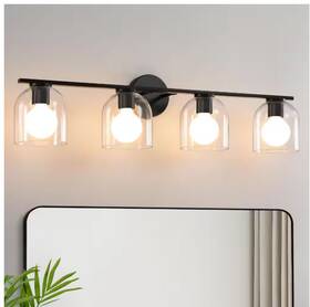 F09bd05 Kaisite 32 Inch 4-light Modern Black Vanity Light With Clear Glass Shade Farmhous F09bd05 Kaisite 32 Inch 4-light Modern Black Vanity Light With Clear Glass Shade Farmhous