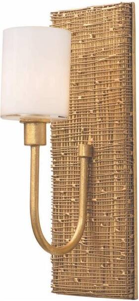 504421gl Kalco Cestino Gold Leaf Wall Sconce With Opal Glass