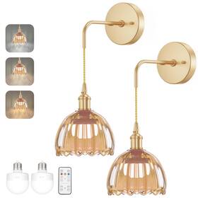 Kavedod 658370894219 Battery Operated Wall Sconces Cct Dimmable Wireless Set Of 2 Vintage