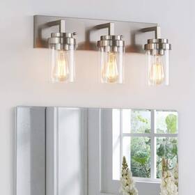21166 Kawoti 20.5 Inch 3-light Brushed Nickel Vanity Light With Clear Glass Shade