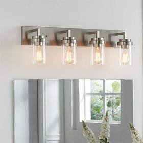 21168 Kawoti 30 Inch 4-light Brushed Nickel Vanity Light With Clear Glass Shade