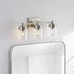 21233 Kawoti 20.75 Inch 3-light Brushed Nickel Bathroom Vanity Light With Clear Glass Shade