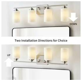 Kawoti 810136650983 30 Inch 4-light Brushed Nickel Vanity Light With Frosted White Glass Shade