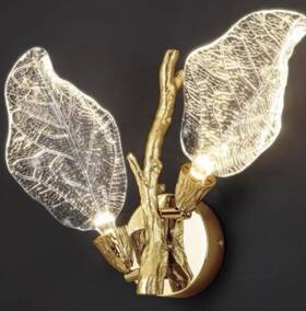 Yx299 Kayla 2-light Bionic Leaf Wall Sconce Gold Nib