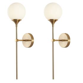 W1032-o-2pc Kco Mid-century Modern Wall Mounted Sconces Set Of 2 Brushed Gold Globe Vanit W1032-o-2pc Kco Mid-century Modern Wall Mounted Sconces Set Of 2 Brushed Gold Globe Vanit