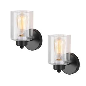 W12w Kenmi Metal Sconces Wall Lighting With Clear Glass Shade Set Of Two