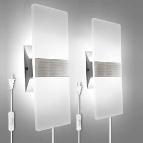 A-r-01 Kicaao Wall Sconces Set Of Two Modern Sconce Plug In 10w Brushed Silver