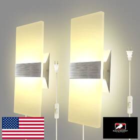 B0g5myth8m Kicaao Wall Sconces Modern Plug-in Lights 10w 6000k Cool White 2 Pack With