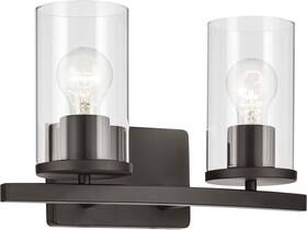 45496ozclr Kichler 45496 Crosby 2 Light 16 Inch W Vanity - Bronze