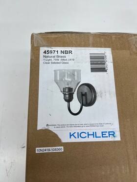 45971nbr Kichler Avery 1-light Natural Brass Indoor Wall Sconce Light Clear Seeded Glass