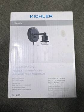 5024105 Kichler Helen Plug-in Wall Sconce In Matte Black