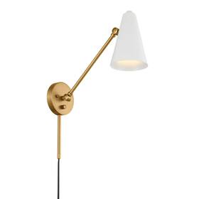 52485nbrw Kichler 52485 Sylvia 9 Inch Tall Hardwired Or Plug-in Wall Sconce - Natural Brass /