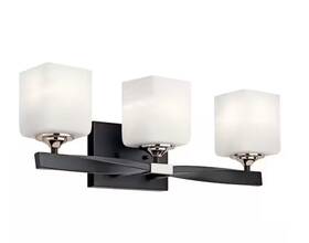 55002bk Kichler Marette 3-light Black Vanity Light With Satin Etched Cased Opal Glass